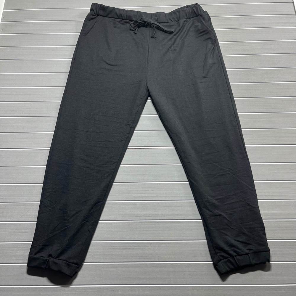Unbranded Womens Black Jogger Sweatpants Drawstring Waist Pockets 2XL